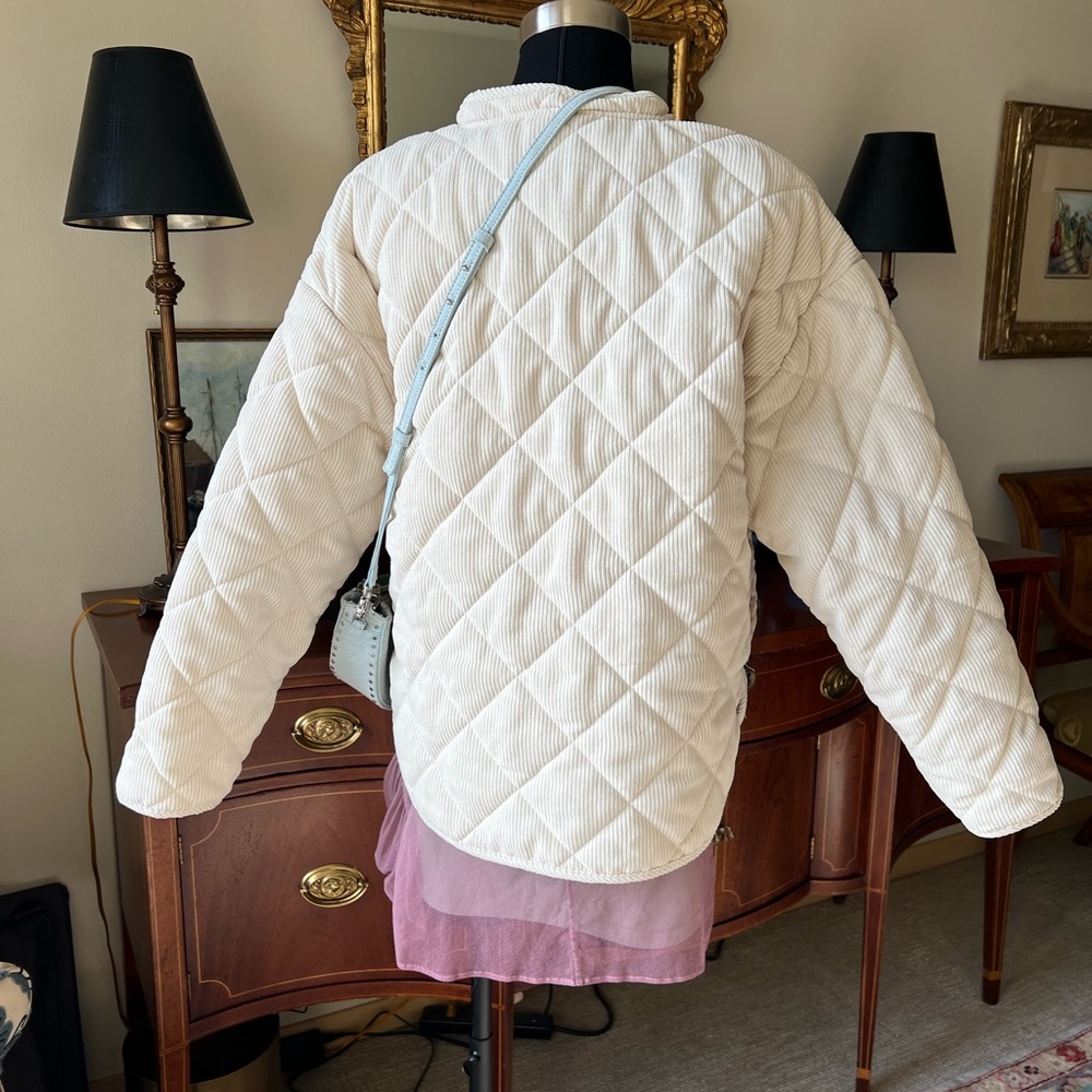Cream quilted corduroy coat S/M